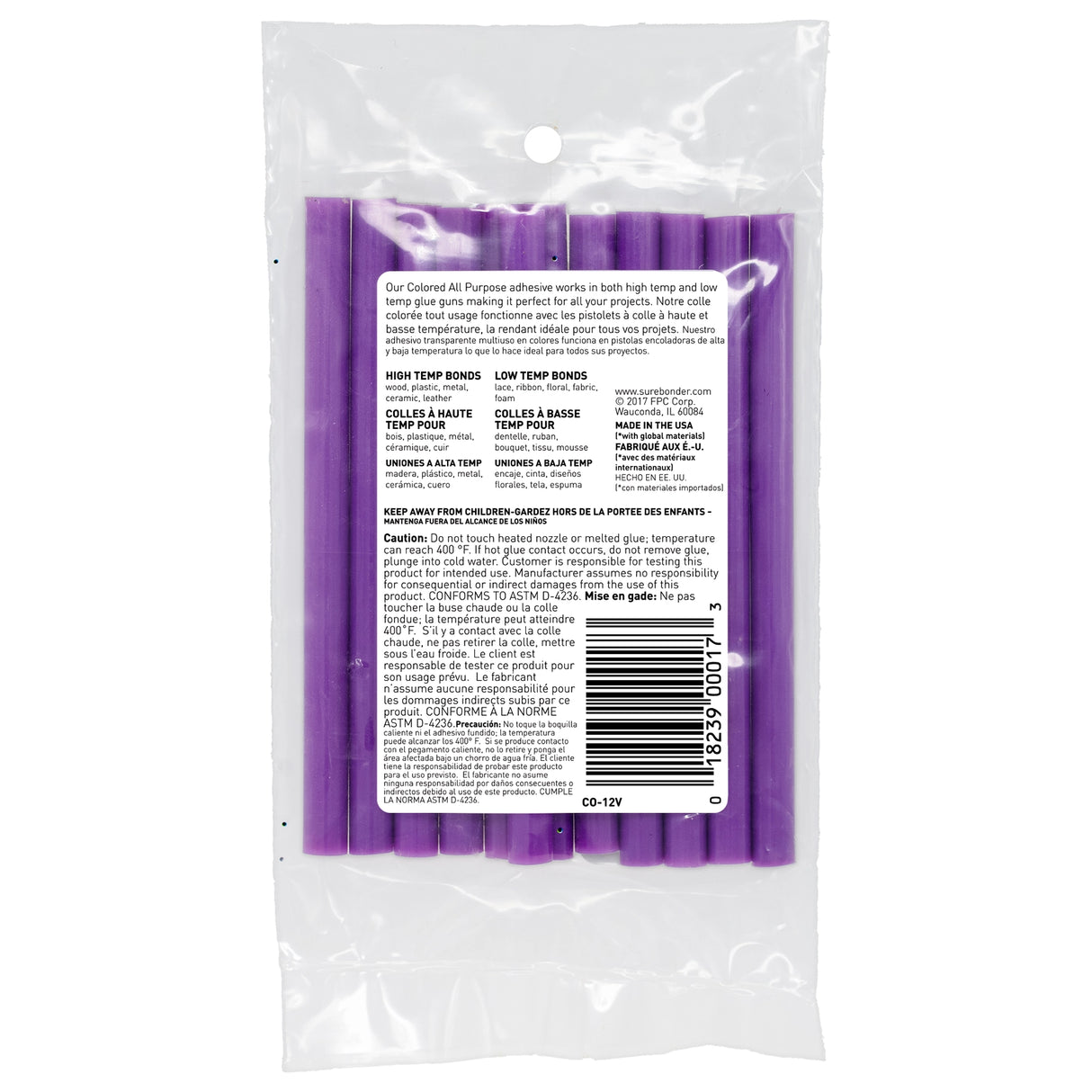 Color Stik 4" Mini Size Purple Hot Glue Sticks - 12 Pack