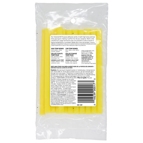 Color Stik 4" Mini Size Yellow Hot Glue Sticks - 12 Pack