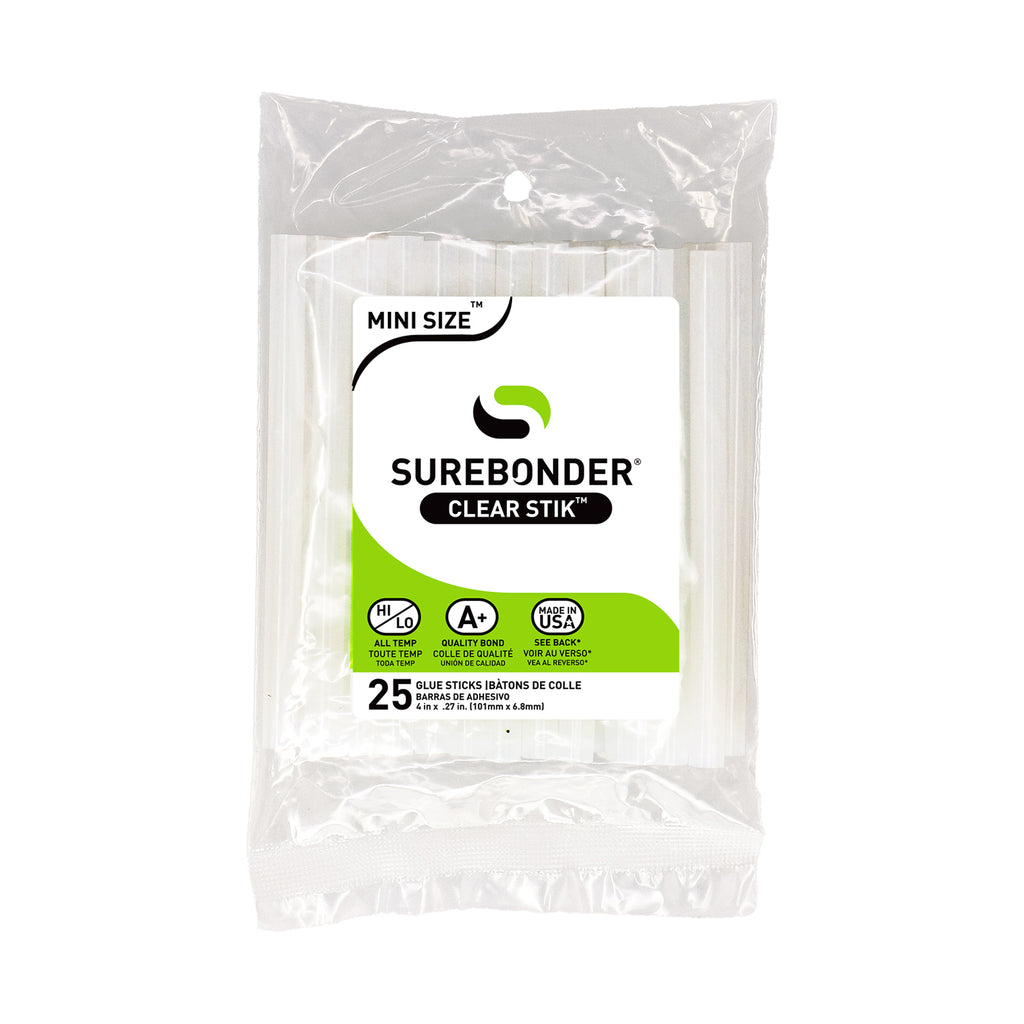 SureBonder All Purpose Mini Glue Sticks - 25 / Pack - Clear