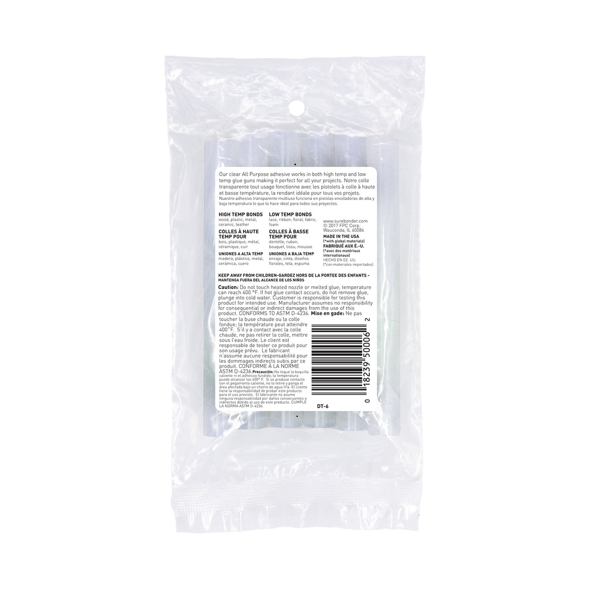 Clear Stik 4" Full Size All Purpose Hot Glue Sticks - 6 Pack