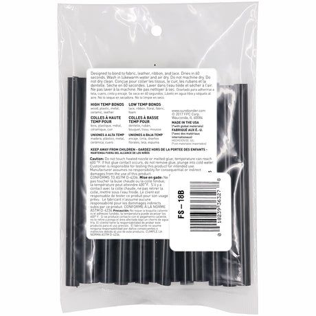 Fabric Stik 4" Mini Size Black Hot Glue Sticks - 18 Pack