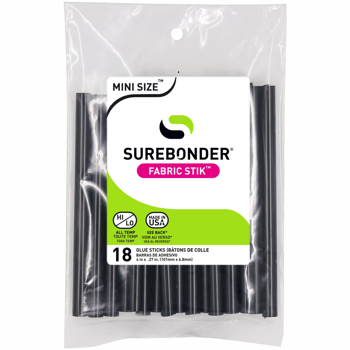 Fabric Stik 4" Mini Size Black Hot Glue Sticks - 18 Pack