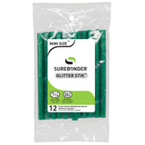 Glitter Stik 4" Mini Size Green Glitter Hot Glue Sticks - 12 Pack