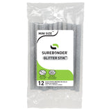 Glitter Stik 4" Mini Size Silver Glitter Hot Glue Sticks - 12 Pack
