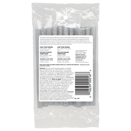 Glitter Stik 4" Mini Size Silver Glitter Hot Glue Sticks - 12 Pack