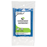 Glitter Stik 4" Mini Size Blue Glitter Hot Glue Sticks - 12 Pack
