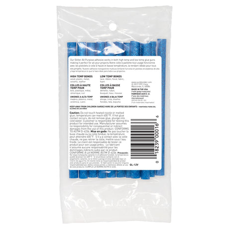 Glitter Stik 4" Mini Size Blue Glitter Hot Glue Sticks - 12 Pack