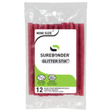 Glitter Stik 4" Mini Size Red Glitter Hot Glue Sticks - 12 Pack