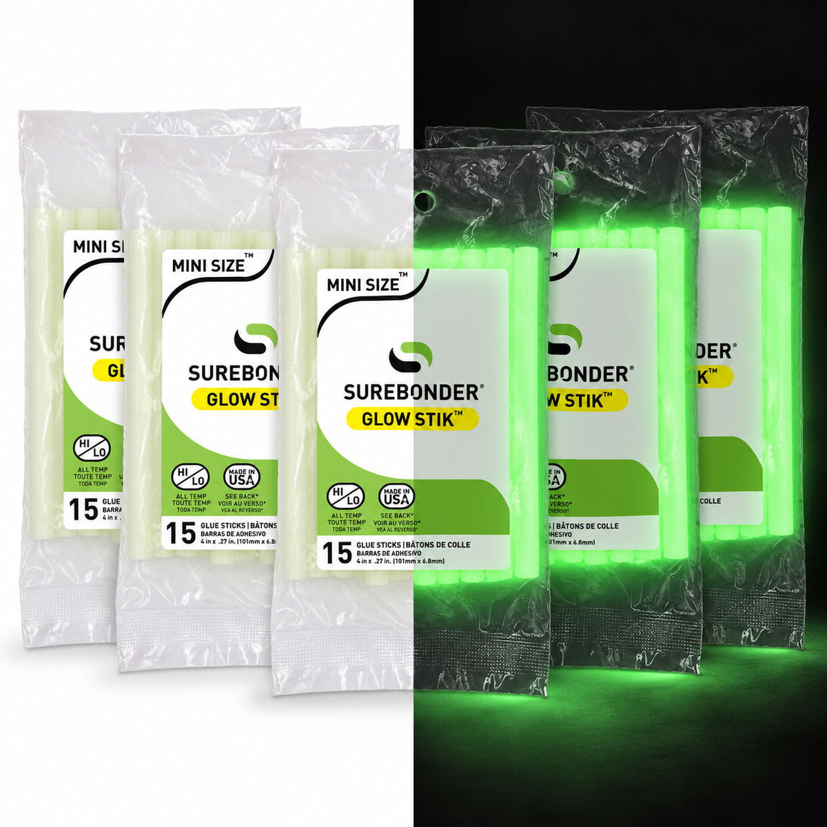 Glow Stik 4" Mini Size Glow In the Dark Hot Glue Sticks - 75 Pack