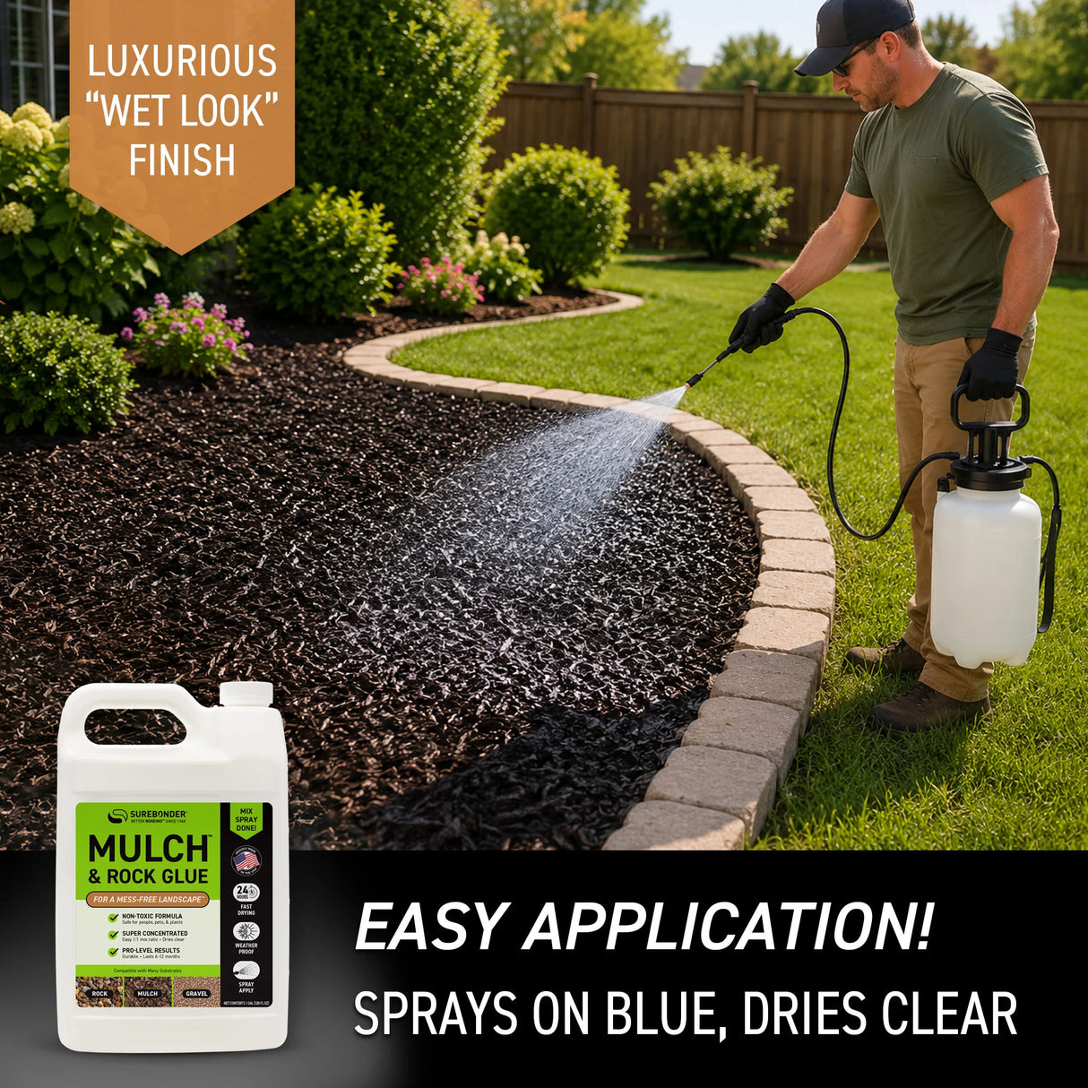 Mulch & Rock Glue 1 Gallon | Outdoor Landscape Adhesive