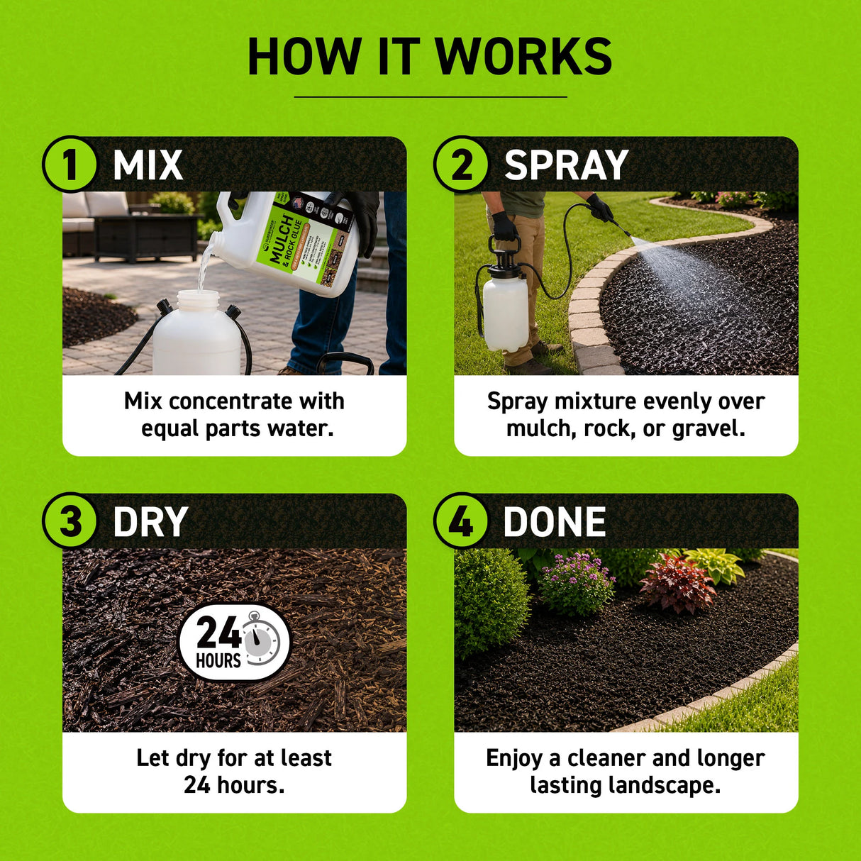 Mulch & Rock Glue 1 Gallon | Outdoor Landscape Adhesive