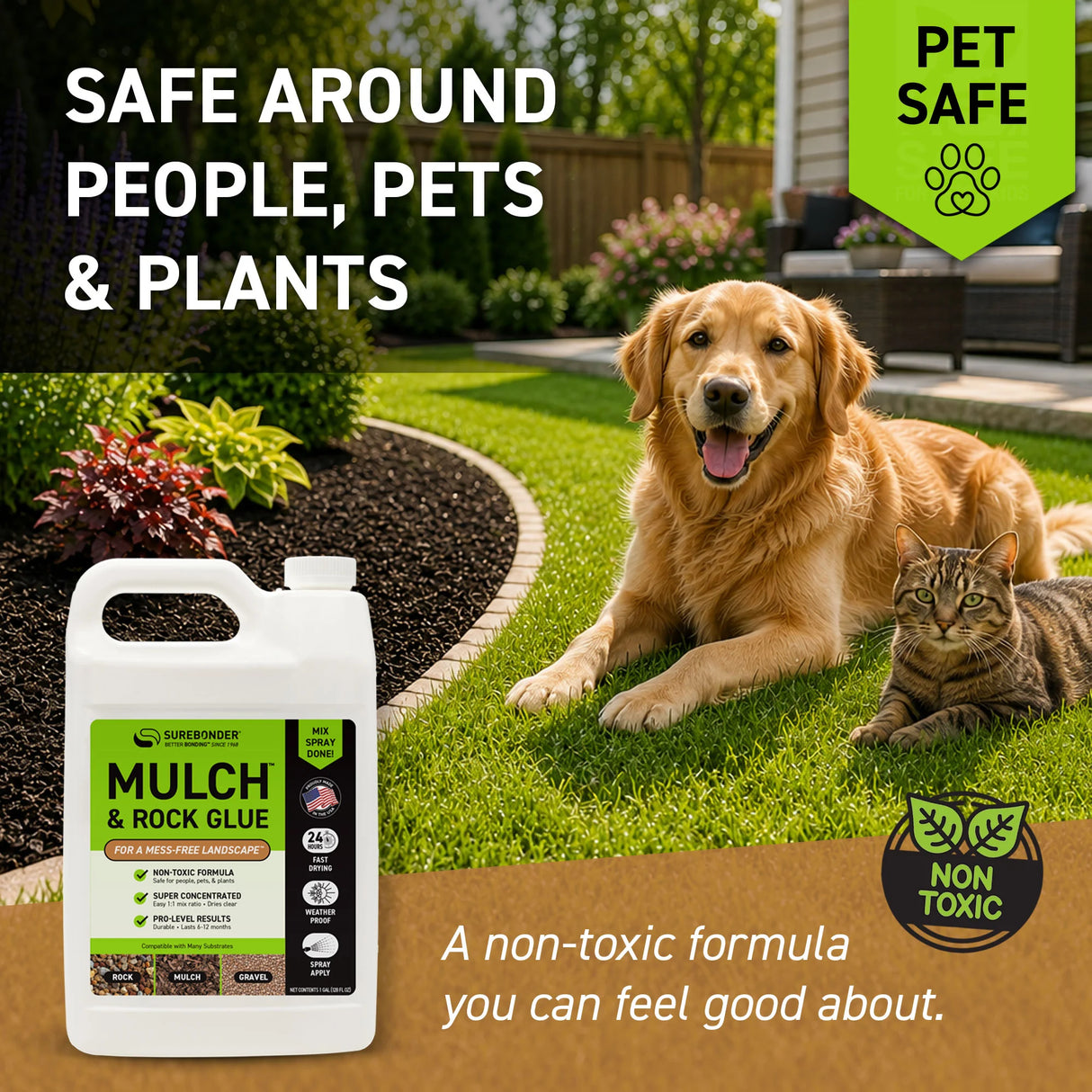 Mulch & Rock Glue 1 Gallon | Outdoor Landscape Adhesive