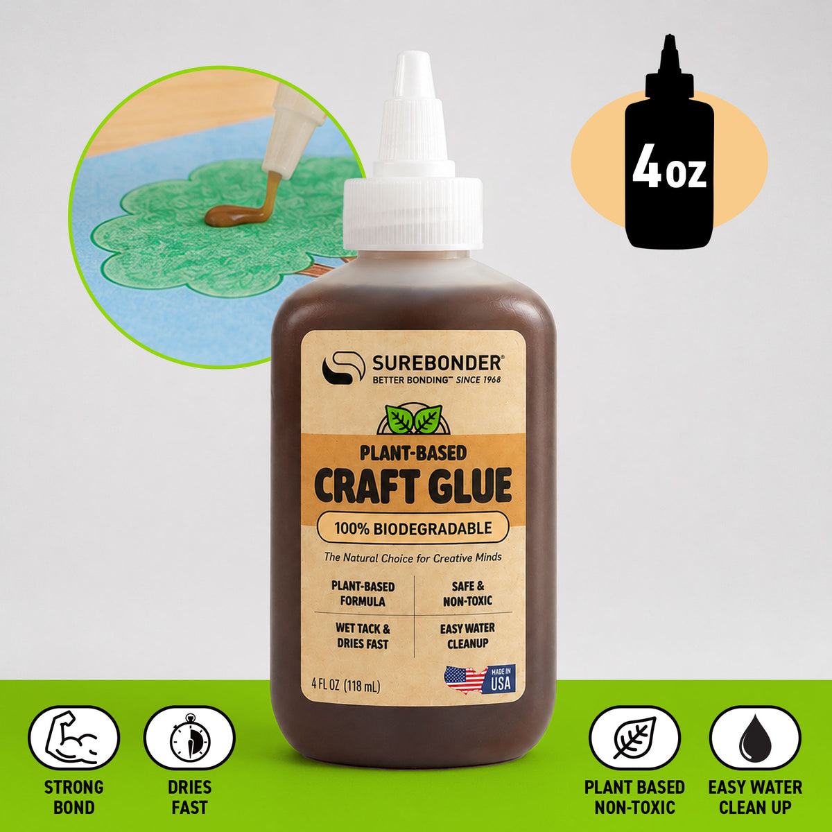 Plant Based Craft Glue, 4 oz | Non-Toxic Craft Glue