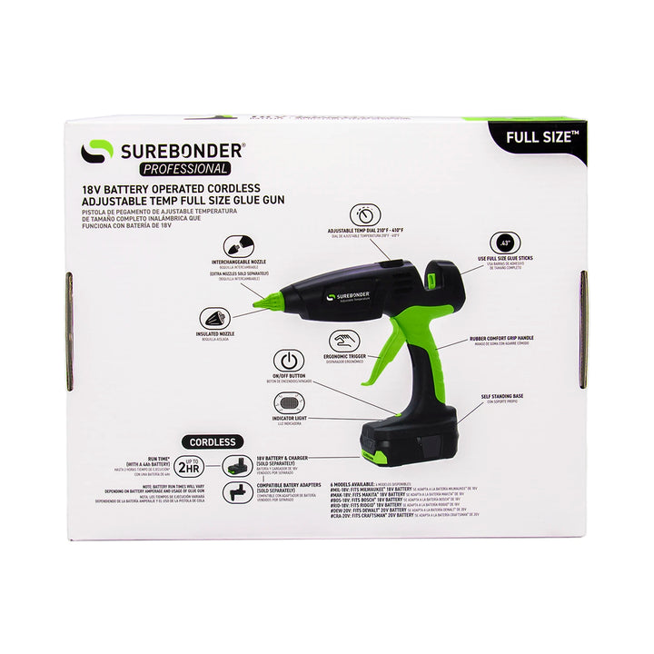 PRO2-200 200 Watt 18 Volt Battery Professional Heavy Duty Full Size Cordless Hot Glue Gun - Battery NOT Included