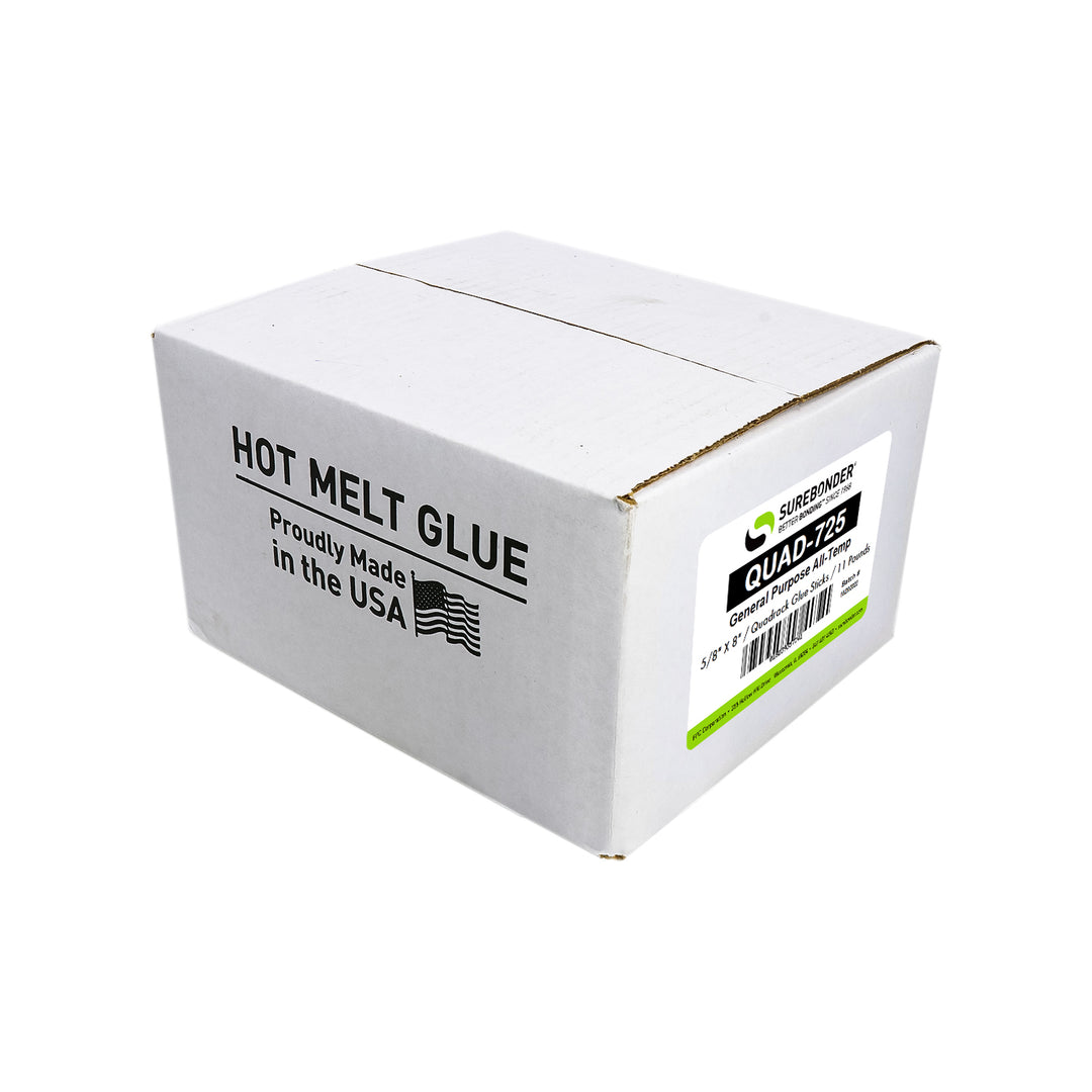 QUAD-725 All Temperature All Purpose Hot Melt Glue Sticks for 3M™ Quadrack Glue Guns - 5/8" x 8" | 11 Lb Box