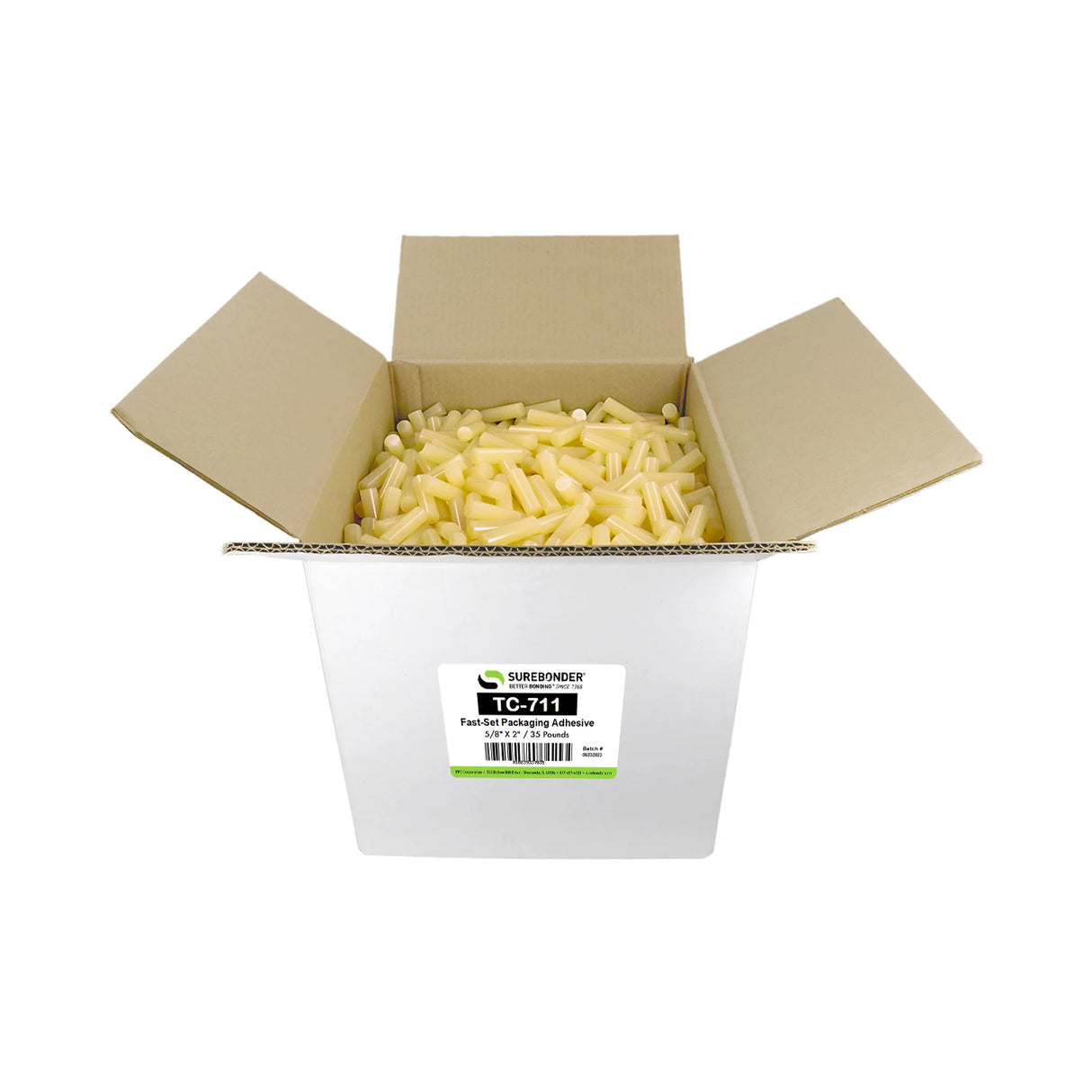 TC-711 Fast Set Packaging Hot Melt Glue Sticks for 3M™ TC Glue Guns - 5/8" x 2" | 35 lb Box