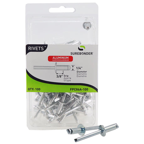 1/4" x 3/8" Aluminum Blind Rivets - 100 Count