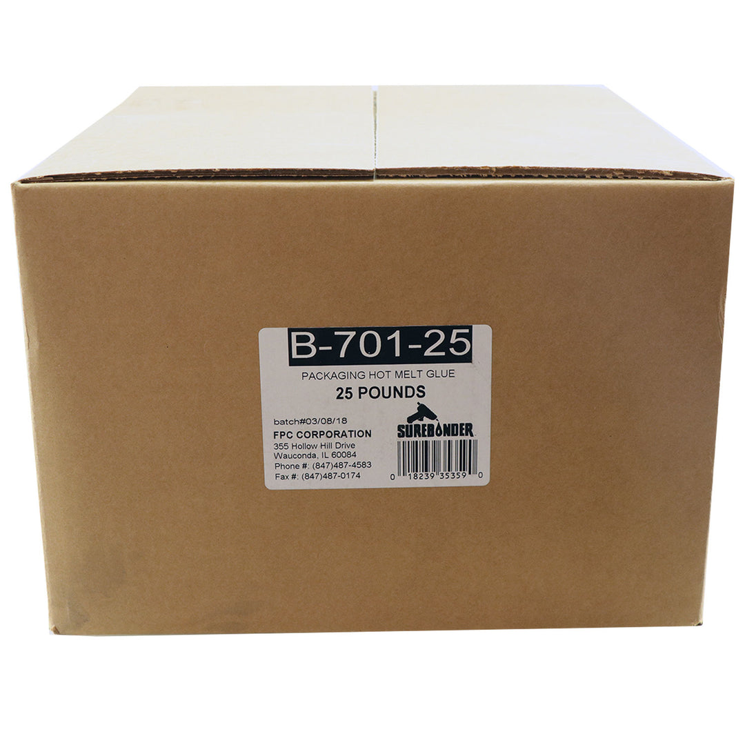 B-701-25 Fast Set Bulk Packaging Hot Melt Glue Pellets | 25 lb Box - Surebonder