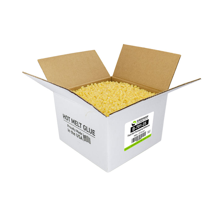 B-701-25 Fast Set Bulk Packaging Hot Melt Glue Pellets | 25 lb Box