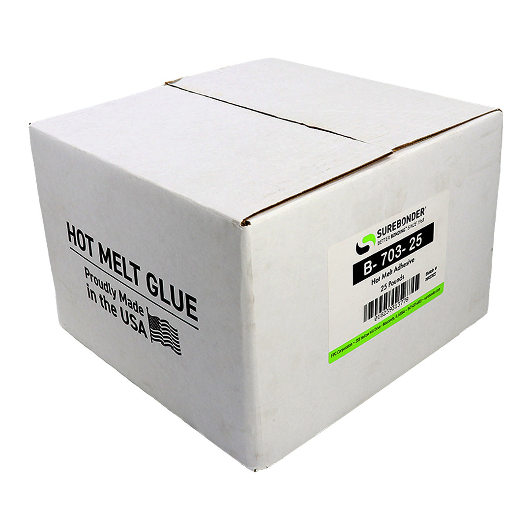B-703-25 Very Fast Set Bulk Packaging Hot Melt Glue Pellets | 25 lb Box - Surebonder