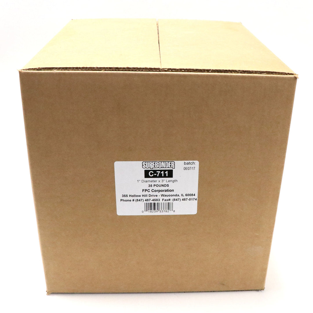 C-711 Fast Set Packaging Hot Melt Glue Sticks - 1" x 3" | 35 lb Box - Surebonder
