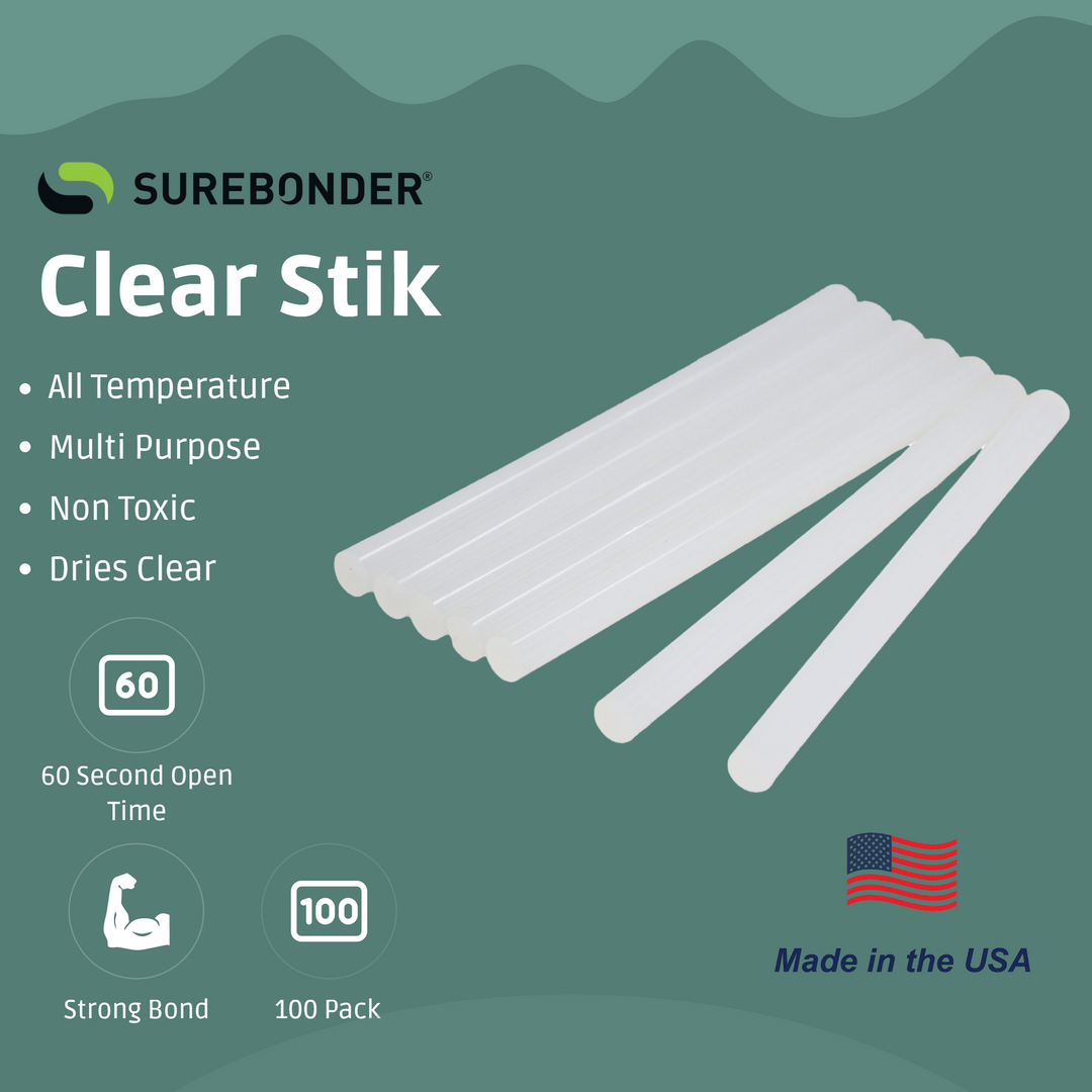 Clear Hot Glue Sticks For High & Low Temperatures, Mini Size 4" - 100 Pack (DT-100) - Surebonder