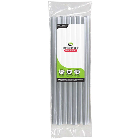 Cosplay Silver Hot Glue Sticks For High & Low Temperatures, Full Size 10" - 20 Pack