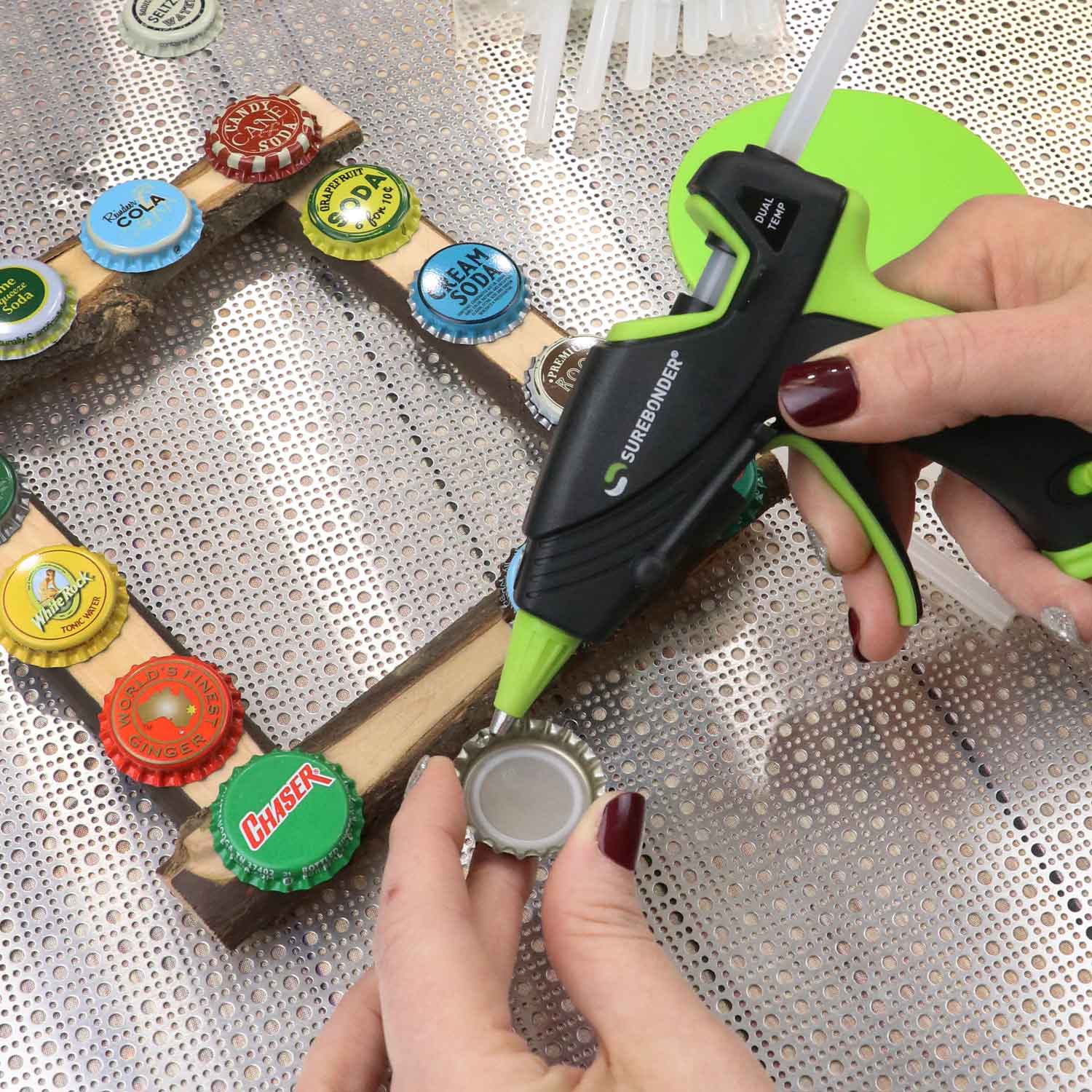 Surebonder Mini Hot Glue Gun With Dual Temperature Includes 12 Glue Sticks  20W 120V Bond a Variety of Materials Including Delicate Fabrics and Strong  Woods & Metals (Plus Series DT-200FKIT)