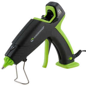 Surebonder's 60-watt, full size, dual temperature hot glue gun, resting on a metal stand, Ultra Series DT-360F