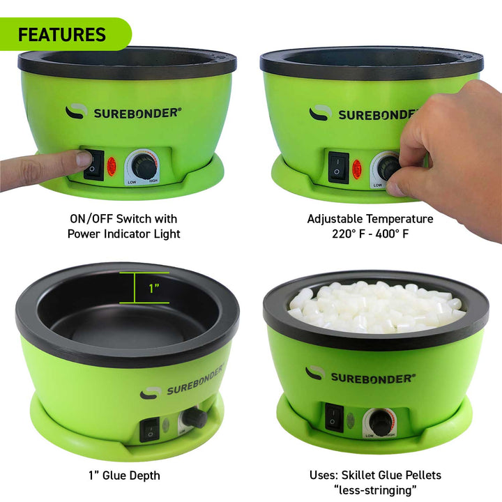 Electric Hot Glue Skillet With Adjustable Temperature Features