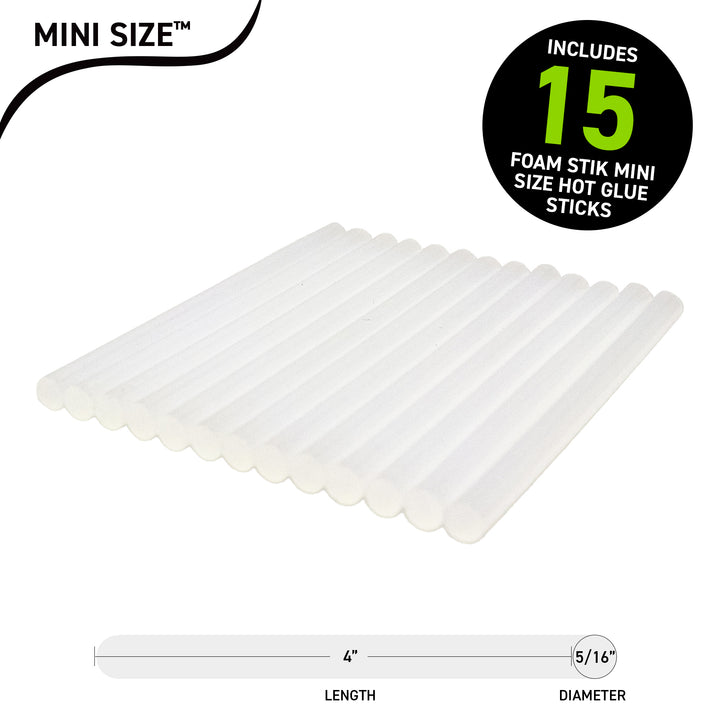 Foam Stik 4" Mini Size Hot Glue Sticks - 15 Pack