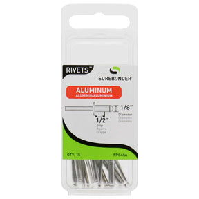 Surebonder 1/8 x 1/2 aluminum blind rivets for thin metal, electronic enclosures, and crafts