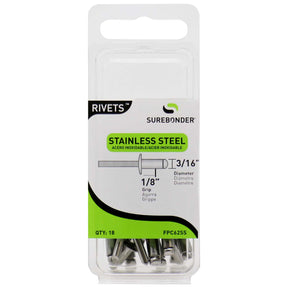 3/16 x 1/8 stainless steel blind rivets for automotive, furniture assembly, and fabrication