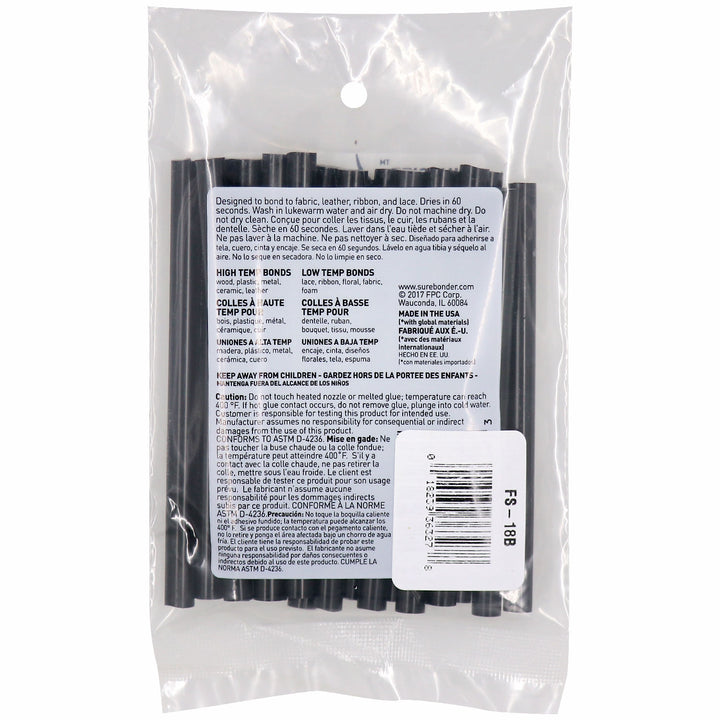 Black Fabric Hot Glue Stick, Mini Size 4" - 18 Pack - (FS-18B) - Surebonder