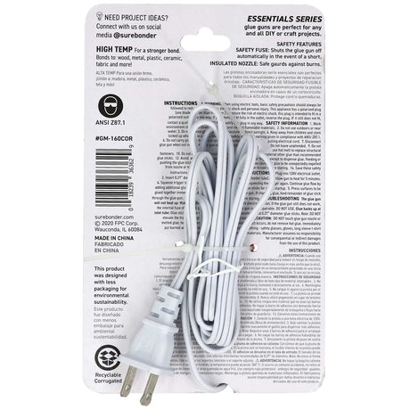 Coral Red Colored Essentials Series 10 Watt Mini Size High Temperature Hot Glue Gun - Surebonder