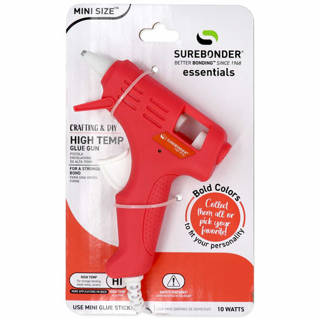 Coral Red Colored Essentials Series 10 Watt Mini Size High Temperature Hot Glue Gun - Surebonder