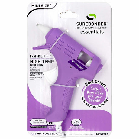 Lavender Purple Colored Essentials Series 10 Watt Mini Size High Temperature Hot Glue Gun - Surebonder