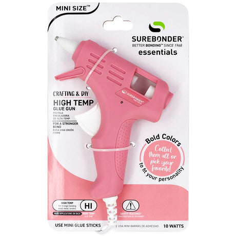 Rose Pink Colored Essentials Series 10 Watt Mini Size High Temperature Hot Glue Gun - Surebonder