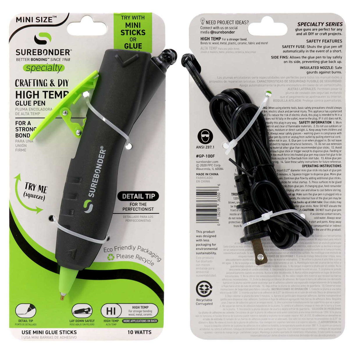 GP-100F 10W High Temperature Mini Size Detail Tip Hot Glue Pen
