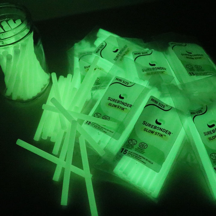 Glow in the Dark Hot Glue Sticks Mini Size 4"  - 15 Pack - Surebonder