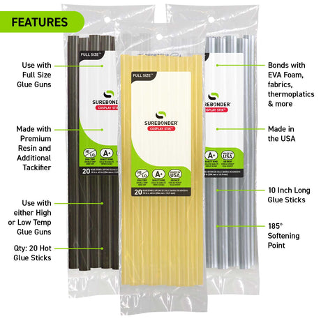 Cosplay Creators Kit, H-327F Full-Size Detail Tip Glue Gun with 60 Full-Size Cosplay Glue Sticks - Surebonder
