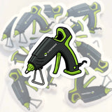 Sticker of a hot glue gun with 'Surebonder' branding on a white background