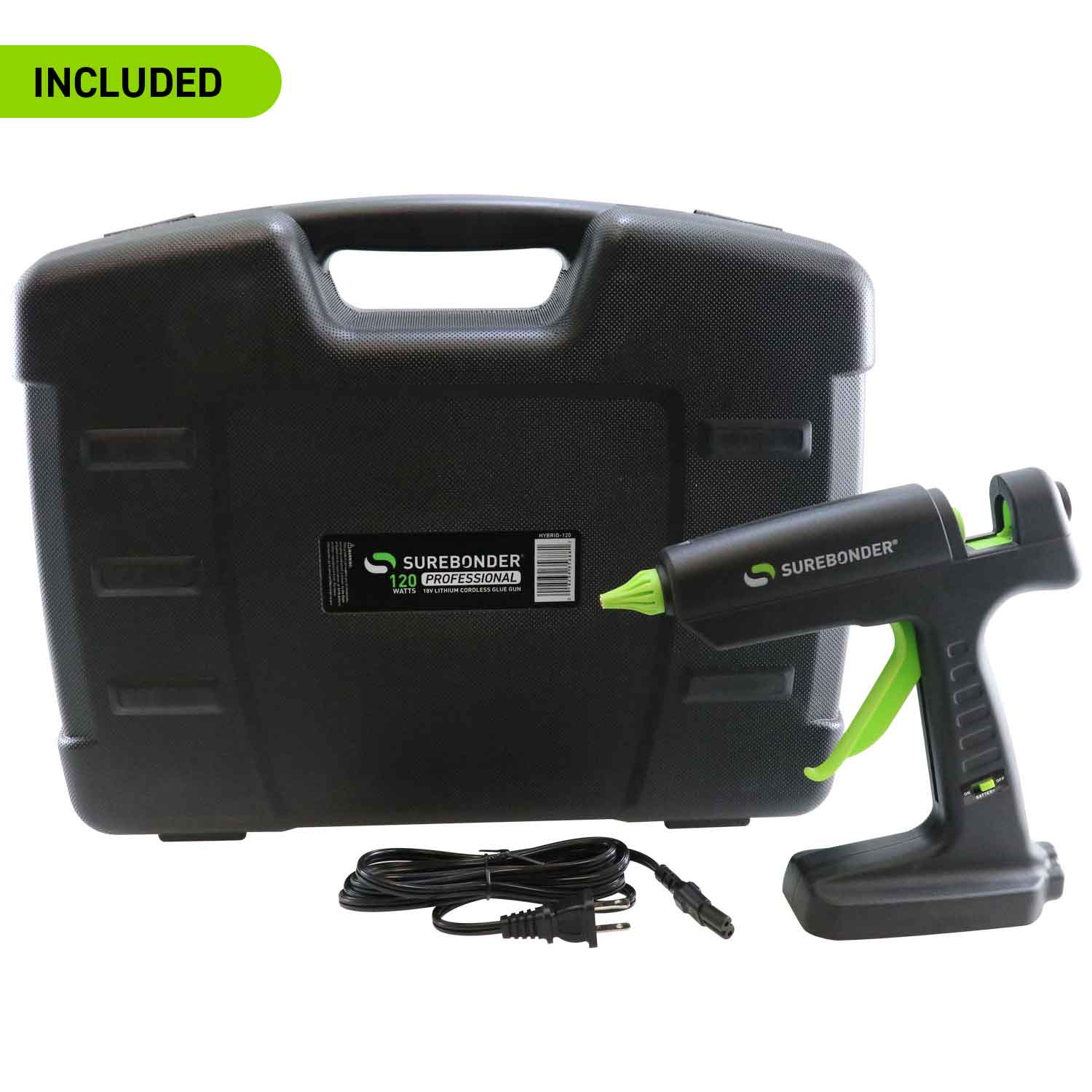 HYBRID-120 120W High Temp Full Size 18V Cordless/Corded Glue Gun