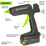 HYBRID-120KIT 120 Watt Corded/Cordless Hybrid Full Size Hot Melt Glue Gun - 18V Lithium-Ion Battery & Charger Included - Surebonder