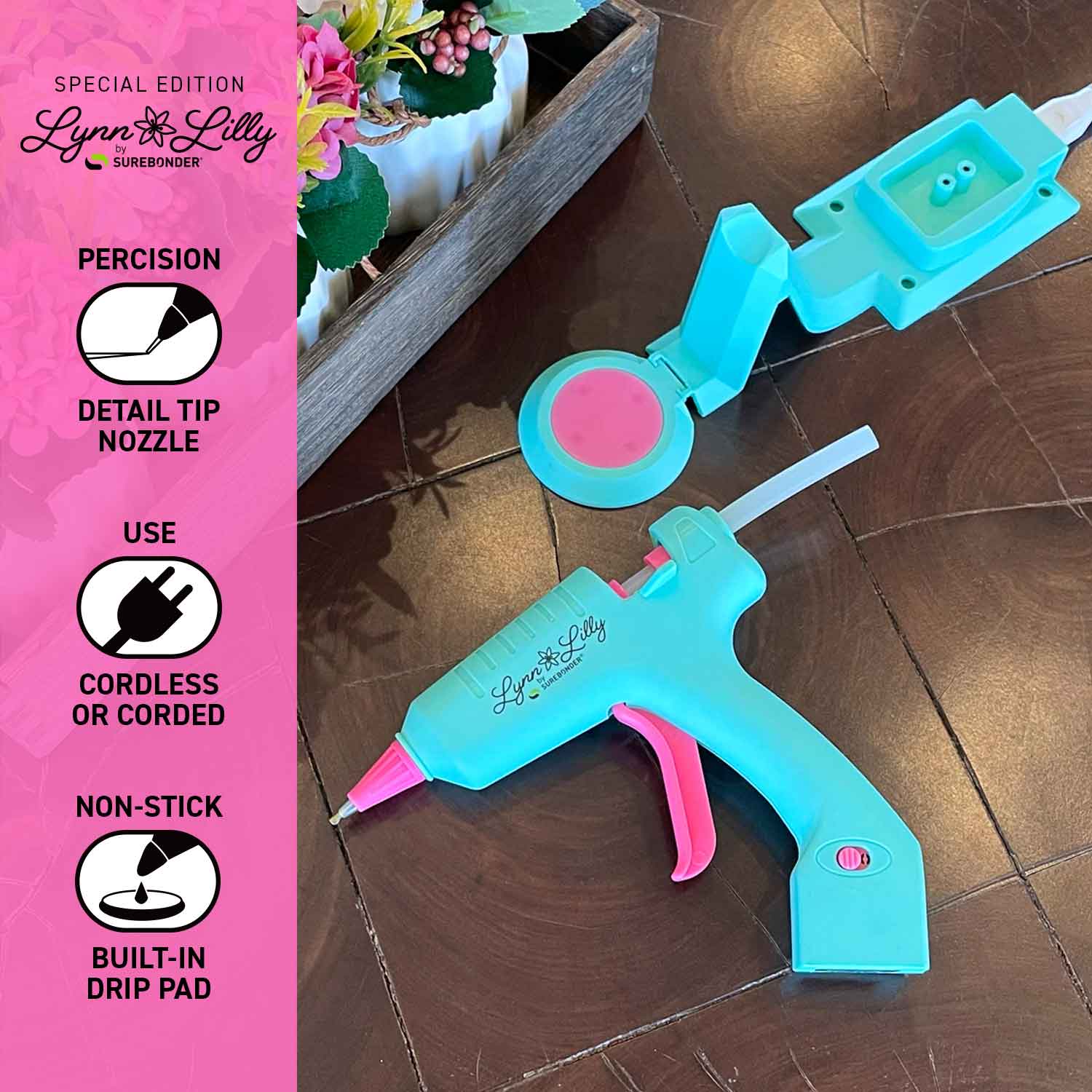 Lynn Lilly Edition Cordless/Corded Detail Tip Mini Glue Gun – Surebonder