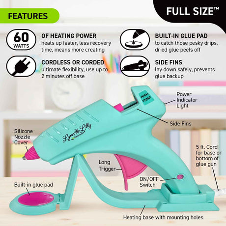Lynn Lilly Special Edition Cordless/Corded Full Size Hot Glue Gun - Surebonder