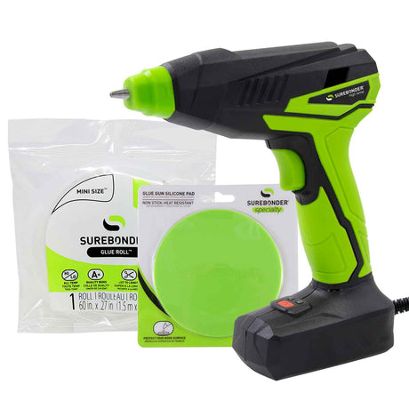Motorized Mini Glue Gun Kit with 4" Glue Pad and 5 ft Glue Roll