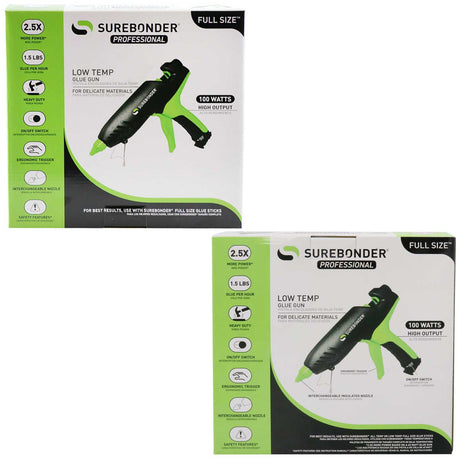 PRO2-100L 100 Watt Low Temperature Professional Heavy Duty Hot Melt Glue Gun - Uses Full Size, 7/16" Glue Sticks - Surebonder