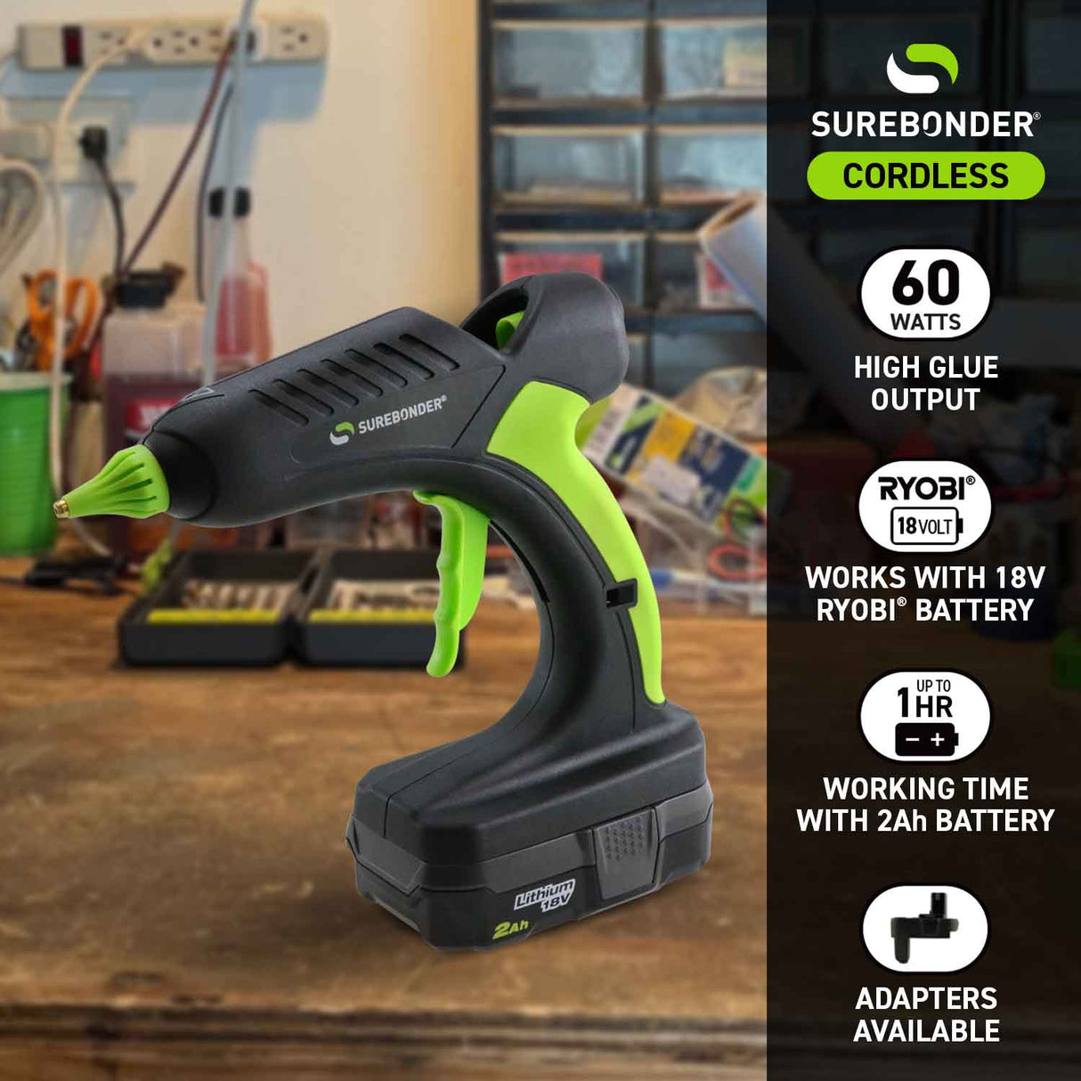 PRO2-60 60W High Temperature Full Size 18V Cordless Hot Glue Gun