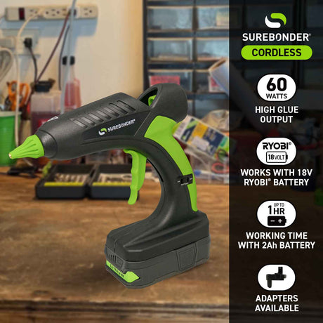 PRO2-60 60W High Temperature Full Size 18V Cordless Hot Glue Gun Kit